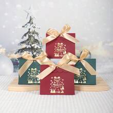 5PCS/10PCS Christmas Bell Snowflake Printed Candy Gift Box,Christmas Treat Boxes Candy Bags, Holiday Party Treat Cookie Goodie Snack Gift Packaging,Christmas Goody Gift Boxes - Wave Cover - View 4