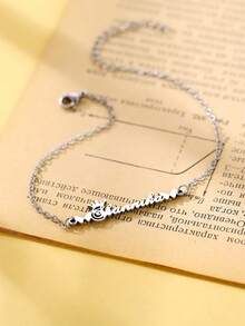 Vòng chân bằng thép không gỉ khắc chữ cái đầu tên tiếng Ả Rập theo yêu cầu, kèm mặt dây chuyền hình bướm và trái tim, trang sức dành cho nữ. - Nhiều màu 3 - Xem 11