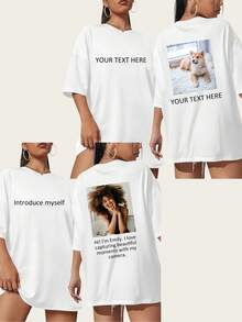 Camiseta personalizada con foto, Camiseta personalizada para novia, Camiseta personalizada con texto, Amo a mi novia, Camiseta personalizada con foto retro, Corazón - Regalo para novia/esposa, Regalo del Día de San Valentín, -Agrega tu foto y texto favoritos (foto de novia/pareja/familia/selfie/mascota/amigo) para diseñar tu propia camiseta impresa personalizada, Adecuado para (aniversario/propuesta de matrimonio/compromiso/el día que se convirtieron en pareja), Regalo de aniversario, Día de San Valentín, Regalo de cumpleaños, Guía para fiesta de Navidad