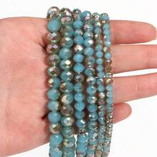 1 件 4 毫米/6 毫米/8 毫米刻面电镀蓝绿色玻璃水晶珠，时尚经典彩色珠子，适合制作圣诞珠宝、DIY 耳环/手链/项链/圣诞树装饰/节日装饰/婚礼装饰/窗户装饰/服装和箱包配饰 - 半電鍍藍綠色 - 查看 3