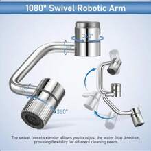 Rotatable Faucet Aerator Extension - 2-Mode Splash Control, 360° Swivel Sprayer Attachment For Kitchen & Bathroom Sinks, Effortless All-Angle Water Flow Adjustment - Silver - View 7