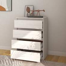 Side Cabinet White 60x36x84 Cm Solid Pinewood - White - View 8
