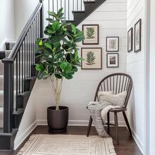 Artificial Fiddle Leaf Fig Tree,Faux Ficus Lyrata Plant,Faux Tall Ficus Tree,Fake Fig Silk Tree In Pot For Indoor Outdoor Home Office Living Room Bathroom Decor - 6 pies - Ver 2