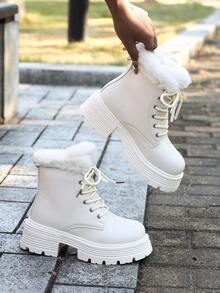 Botas con cremallera lateral y tacón grueso para mujer, nuevas para otoño/invierno 2025, con estilo británico retro y forro de algodón añadido