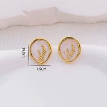 1 par de pendientes florales dorados de acero inoxidable chapado elegantes y de moda