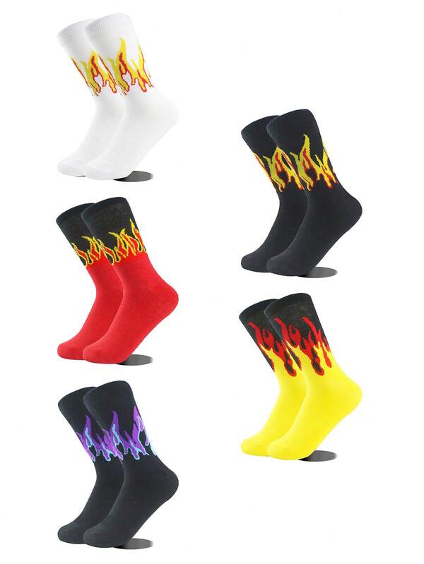 1/4/5 Pairs Mid-Calf Socks In Rock And Hip-Hop Style For Autumn And Winter, The Preferred Choice For Street Trendsetting Youths