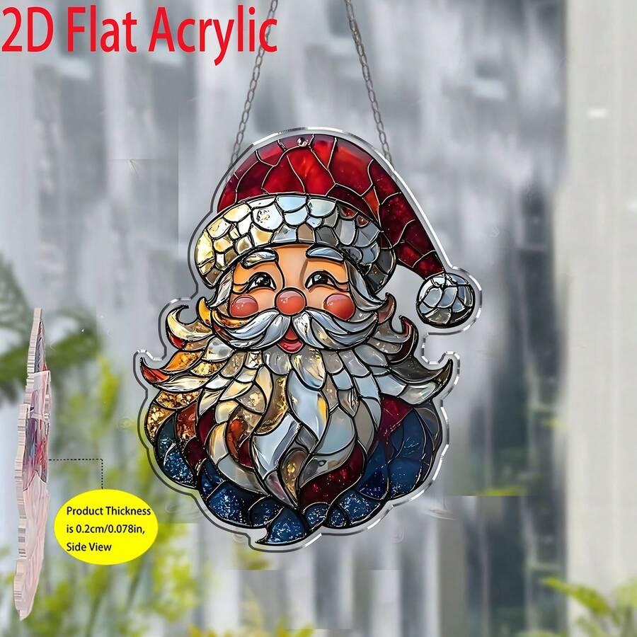 1 ornament drăguț cu tematică Moș Crăciun zâmbitor - decorațiune suspendată cu Moș Crăciun, bijuterii roșii cu Moș Crăciun și barbă albă și pandantiv cutie cadou, lanț ușor și durabil, potrivit pentru adolescenți și adulți, cadou de petrecere de Crăciun și Ziua Îndrăgostiților, design vibrant, accesoriu la modă, decor sezonier, ținută de petrecere, exclusiv pentru adolescenți