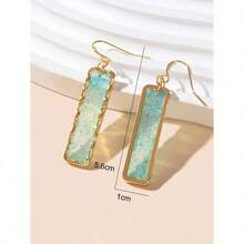 2pcs Fashionable Multicolor Glitter Acrylic Square Earrings - Blue - View 10