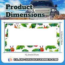 Playful  Caterpillar Design With Vibrant, Storybook-Inspired Charm, Aluminum Metal Rust-Proof Waterproof Car License Plate Frame For Standard US 12x6 Inch, Meets US Standards Suitable All Small, Pickups And Other Models - Đóng khung - Xem 4