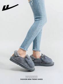 1 Pair WARRIOR Women's Autumn/Winter Warm Sports Shoes, Lace-Up Soft Sole Casual Shoes, Low-Top Outdoor Flat Shoes, Thermal Lined, Commuting Shoes, Round Toe Low Heel Non-Slip Solid Color Elegant Soft Bottom Hiking Shoes, Suitable For Students Graduation Photos, Women Low-Top Leather Sports Skateboard Shoes