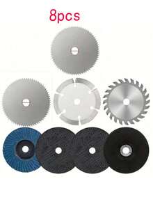 7/8pcs/Set Saw Blade Combo Pack, 3-Inch Multi-Material Metal Cutting Discs, Rust-Resistant, Suitable For Angle Grinder, Sharp And Durable, All-In-One Cutting Solution, High Cost-Performance Combo Set. // Widely Used For Cutting, Grinding, And Polishing Wood, Plastic, Ceramic Tile, Aluminum, Acrylic, PVC, And Other Materials.