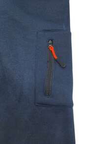 男士休闲半拉链连帽衫和宽松工装裤套装，户外简约风格 - 藏蓝色 - 查看 4