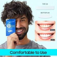 Tiras blanqueadoras de dientes, cuidado de la higiene oral, tiras blanqueadoras elásticas de doble cara, pastillas blanqueadoras, blanqueamiento de dientes en casa, kit de blanqueamiento, contiene xilitol, elimina manchas amarillas, manchas de café y vino tinto, regalo para el hogar y viaje Pasta de dientes - Azul - Ver 5