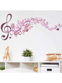 1 件墙贴音乐花朵音符装饰贴纸 PVC 贴纸可移除自粘易撕贴纸家居装饰让您的生活焕然一新节日装饰贴纸生日毕业礼物墙壁装饰房间装饰 - 彩色 - 查看 5