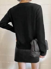 Women's Fashion Oversized Casual Comfortable Solid Color Pattern Solid Color Button Design V-Neck Long Sleeve Sweater Pullover Suitable For Daily Commuting, Office Wear, And Shopping Fall/Winter Clothes For Women Sweaters For Women Sweater Tops