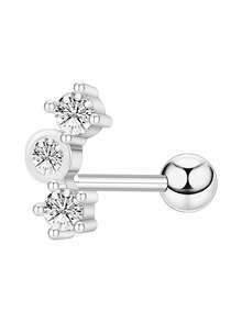 1 pièce Boucle d'oreille à tige en acier inoxydable zirconium argent décontractée, bijou de piercing de cartilage unisexe de luxe pour usage quotidien