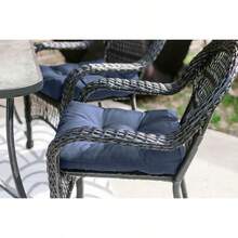 Cojines cuadrados cojines exteriores cojines decorativos cojines resistentes cojines cómodos para patio jardín terraza muebles sillas sillones asientos decoración hogar almohadones cuadrados almohadones exteriores almohadones decorativos almohadones resistentes almohadones cómodos diseño rayas - Azul Marino - Ver 11