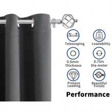 Extra Long Curtain Rod Black/Champane/ Bronze/Sliver Metal Curtain Rod For Living Room Bedroom Windows, 1 Pack 3/4 Inch Diameter Single Adjustable Curtains Rods With Spiral Finials - Silver - View 5