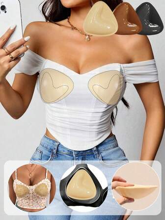 1 par de almohadillas de sujetador autoadhesivas por ambos lados, almohadillas adhesivas para el pecho, almohadillas de relleno reutilizables, almohadillas invisibles para sujetador y bikini, almohadillas para el pecho impermeables y engrosadas para nadar