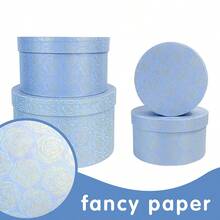 Set de 4 cutii cadou rotunde cu model de trandafiri, hârtie imprimată elegantă, design revigorant cu mai multe straturi și capacitate, DIY și stivuibil, potrivit pentru cadouri de ziua de naștere, nuntă, sărbători - Multicolor - Vizualizare 12