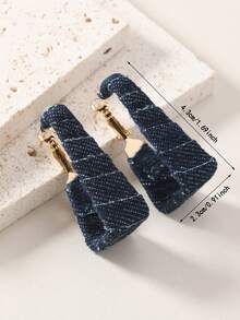 1 Pair Vintage Western Cowboy Style Woven Square Geometric Hoop Earrings, Suitable For Women's Casual/Party Wear