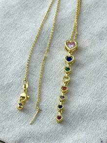 1pc Versatile High-Quality Colorful Zirconia Long Pendant Necklace, Suitable For Women Everyday Wear