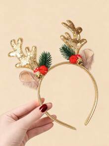 1 Pc Girls Christmas Deer Antler Headband Holiday Decoration Gift Headband Hair Accessories Headdress Suitable For Holiday Matching