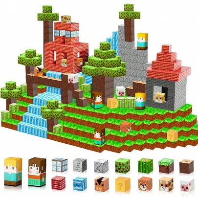 60/120/160pcs Magnetic Building Blocks, CoolNuro DIY Animals Forest Set, Suitable For Boys And Girls Ages 3+, Birthday Gift Architecture & Geometric Shapes Toys For Christmas