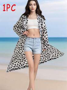 1pc Leopard Print EVA Raincoat - Windproof And Waterproof, Thickened Full Body Jacket Suitable For Travel, Cycling, Hiking - Portable, Button Closure Insulation, Galentines, Puppy, Carnival