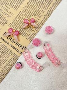 8-częściowe ozdoby do butów ogrodowych DIY, różowe klipsy do butów z motylami i różami, zdejmowana ozdoba do butów, pasująca do sandałów, butów z otworami, prezentów świątecznych