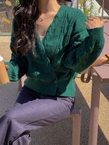 2025 Autumn/Winter Casual Comfortable Solid Color Long Sleeve Cardigan Sweater