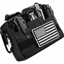 MOZETO - Bolsas para cinturón para hombre, resistente al agua, pequeña bolsa de cinturón con parche de bandera de Estados Unidos, organizador de bolsillo, equipo EDC para trabajo, viajes, senderismo - 1 - Ver 1