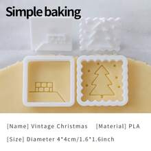 مجموعة من قطعتين من قوالب قطع بسكويت عيد الميلاد الرجعية، قالب بسكويت للأم والطفل، قالب بسكويت مربع، ديكور عيد الميلاد، قالب تزيين الكيك، أداة صنع الحلويات