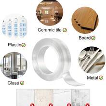 16.4/32.8ft Nano Double Sided Tape Heavy Duty Adhesive Mounting Tape,Clear & Tough Sticky Poster Wall Tape,Multipurpose Tape Picture Hanging Strips For Home Office(5m/10m)