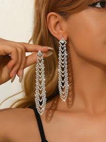 1 件奢华锆石蝴蝶女士耳夹，单流苏耳环，适合无耳洞耳朵，独特设计 - 銀色 - 查看 5