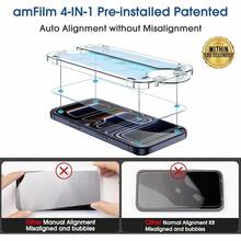 amFilm [2+4 Piezas] OneTouch Compatible con 17 Pro 6.9'' (2025) Protector de Pantalla, Mica Cristal Vidrio Templado,con Protector de Lente de Cámara, Instalación en 30 Segundos - IPH17P-6.9" - Ver 4