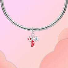 Silver Plated Charms Red Love Magic Poker Christmas Snowflake Rose Gold Coffee Cup Santa Claus Cane Christmas Sled Gloves Christmas Tree Strawberry Christmas House Red Bell Christmas Biscuits Christmas Series Charm Fit Original Bracelet Charm Beads Necklace Diy Female Jewelry