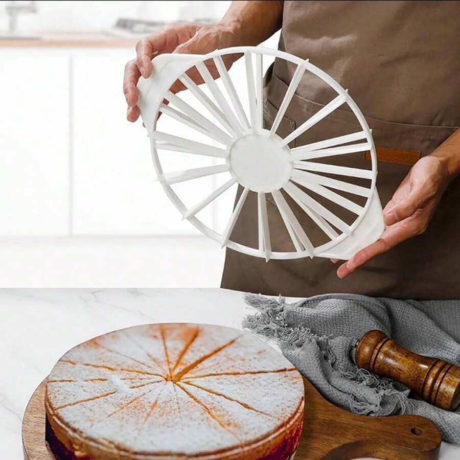 Cake Portion Cutter Cake Portion Marker Round Cake Slicer Double Sided Cake Portion Marker 10 Or 12 Pieces (White 26.8 Cm /10.6 In Diameter) - 白色 - 查看 1