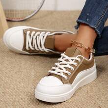 2025 New Versatile Retro Lace-Up Casual Round Toe Platform Sneakers, Fashionable & Comfortable Elevator Shoes For Petite Women