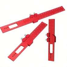 3-Piece Precision Carpentry Pocket Ruler With Sliding Stop - Aluminum T-Track Ruler, 6.3"/7.9"/11.8", Dual Imperial And Imperial Measuring Tools For DIY And Professional Carpentry, Lightweight Rectangular Centerpoint Line Marker For Wood Measuring And Marking - 紅色 - 查看 1