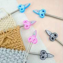 2 piezas Topes de aguja de tejer de silicona, Topes de aguja de tejer con forma de tijera, Protectores de punta de aguja de tejer, Tapas de aguja de tejer de colores, Ganchos de ganchillo para acolchar, Accesorios de tejer DIY - Multicolor - Ver 2