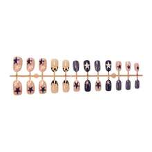 New Arrival 24 Pcs Star & Stripe Patch Fake Nails - Sweet Aesthetic, Non-Adhesive (Patch & Accent Styles) + Ready-To-Wear, Suitable For All Occasions
