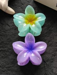 6个/3个/1个 8厘米/3.14英寸 黄色、白色、蓝色、紫色、红色、粉色仙女塑料发夹，时尚百搭，优雅简约纯色发饰，适合日常佩戴、休闲、派对、通勤、度假、扎马尾、盘发、洗脸、化妆、搭配服装。花朵造型发夹，优雅发爪，夏季沙滩风情。 - 彩色 - 查看 9