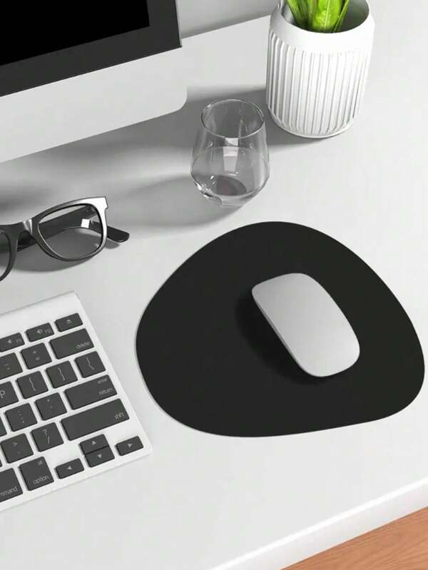 1pc Waterproof And Easy-To-Clean, Dual-Sided And Non-Slip Velvet Bottom, Triangular-Elliptical Shaped, One-Piece Synthetic Minimalist Mouse Pad, Compatible With Home And Office Use