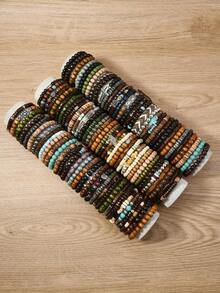 5/45pcs Random Color Handmade Beaded Bracelets, Personalized Christmas Small Gift - Multicolor - View 4