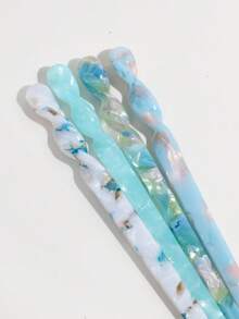 4个女士时尚优雅醋酸纤维发夹，适合日常佩戴、盘发、发型设计、发饰、头部配饰 - 彩色 - 查看 3