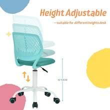 Homy Casa Schreibtischstuhl aus Leinenstoff, ergonomischer Drehstuhl ohne Armlehne, höhenverstellbar, Bürostuhl, Heimbüro, für Kinder, Teenager, Hellgrau