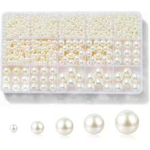 1 Set Fashion Faux Pearl Jewelry Making Kit, 5 Sizes ABS Round Faux Pearl Beads With Holes For Bracelet, Necklace, DIY Crafts, Wedding, Home Decor, Elegant Party Gifts