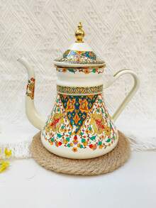 1pc 1L Enamel Kettle, Thick With Filter Spout, Scandinavian Style Retro Gold-Plated Craft, Multifunctional, Heat-Resistant, Durable Material, Suitable For Gas & Electric Stoves, Boiling Tea/Coffee, Can Be Used For Oil/Vinegar/Water, Suitable For Home, Restaurant, Outdoor Camping Coffee & Tea Brewing