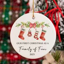 Personalised Family Name Christmas Ornament, Surname Christmas Bauble, Personalised First Christmas As A Family Of 4 Bauble, Baby First Christmas Tree Ornament, 1st Xmas Ornament., Multi-Functional, Personalized, Unique, Ideal Gifts For Him, Tea Room, Home, Garden, Office, For Anniversaries, For Valentine's Day, For Mother's Day, For Father's Day, For Graduation, For Housewarming,Fall Decor,Elegant Living,Artful Living